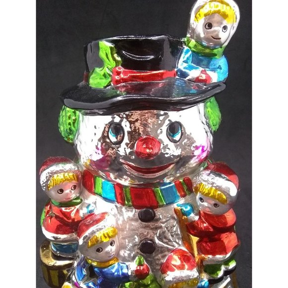 Vintage unique metallic radko pacconi style snowman children votive candle - Picture 3 of 12